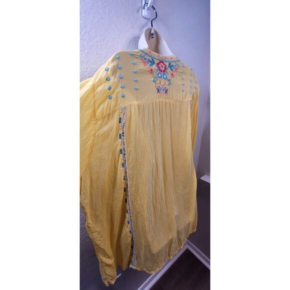 JOHNNY WAS 3x YELLOW FLORAL Arges Tunic - Embroidered - long sleeve Shirt Blouse - Picture 6 of 13